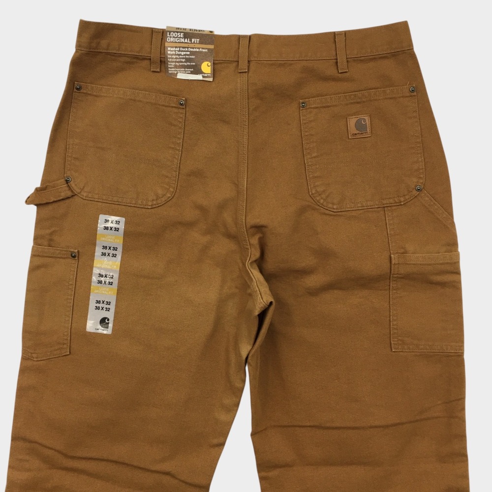 NEW! Carhartt Loose Original Fit Duck Double Front Work Dungaree Brown 38x32
